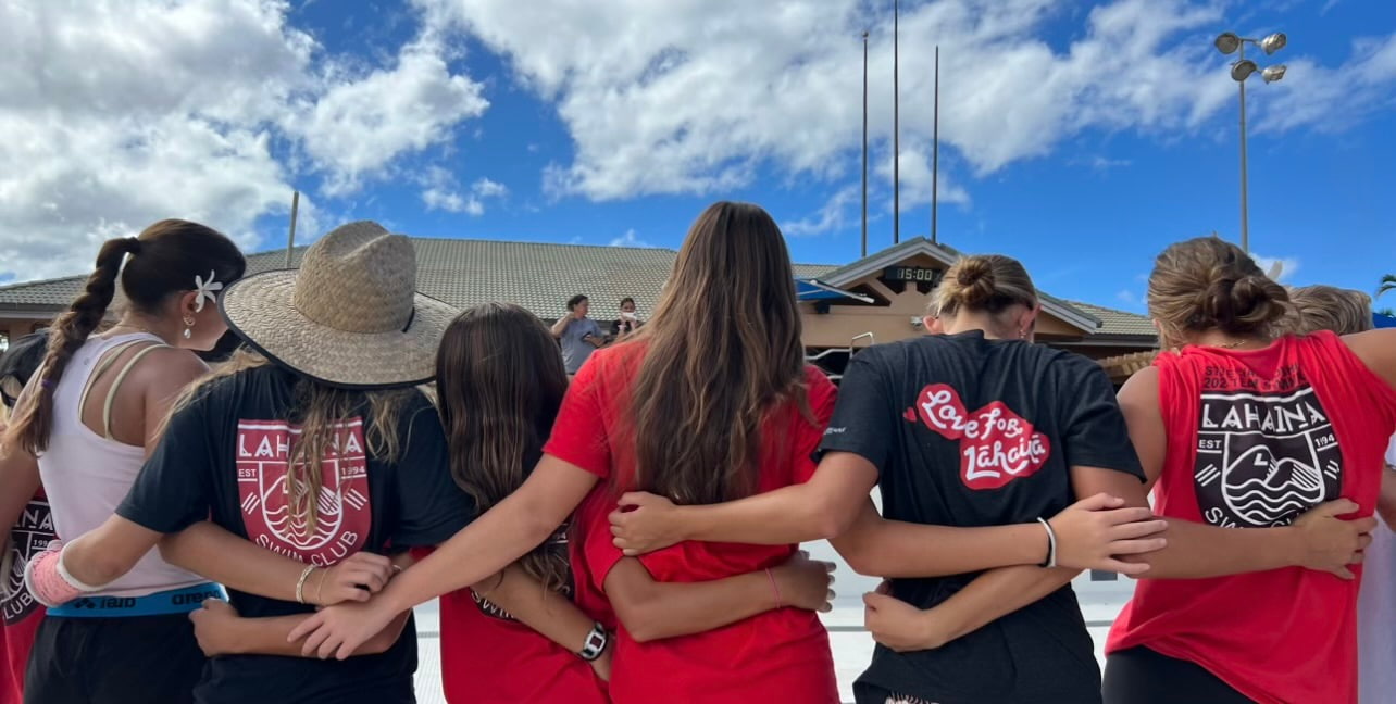 Lahaina swimmers during the pool clean up